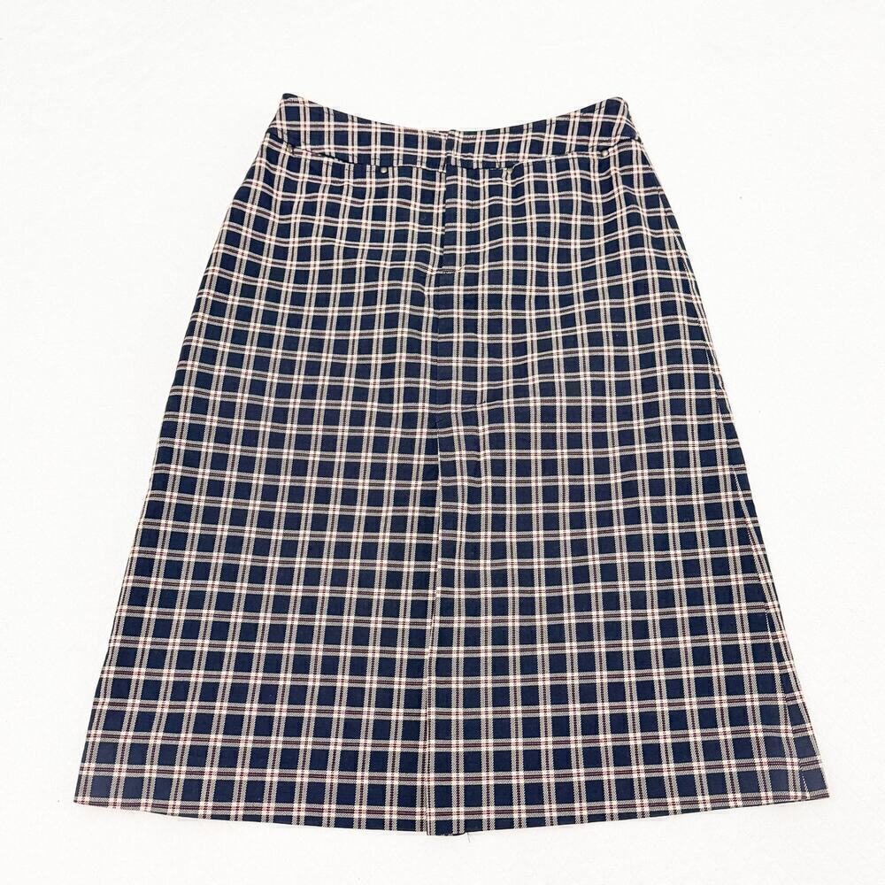 Macphee Plaid Tartan Pencil Skirt Navy and Cream Size 36